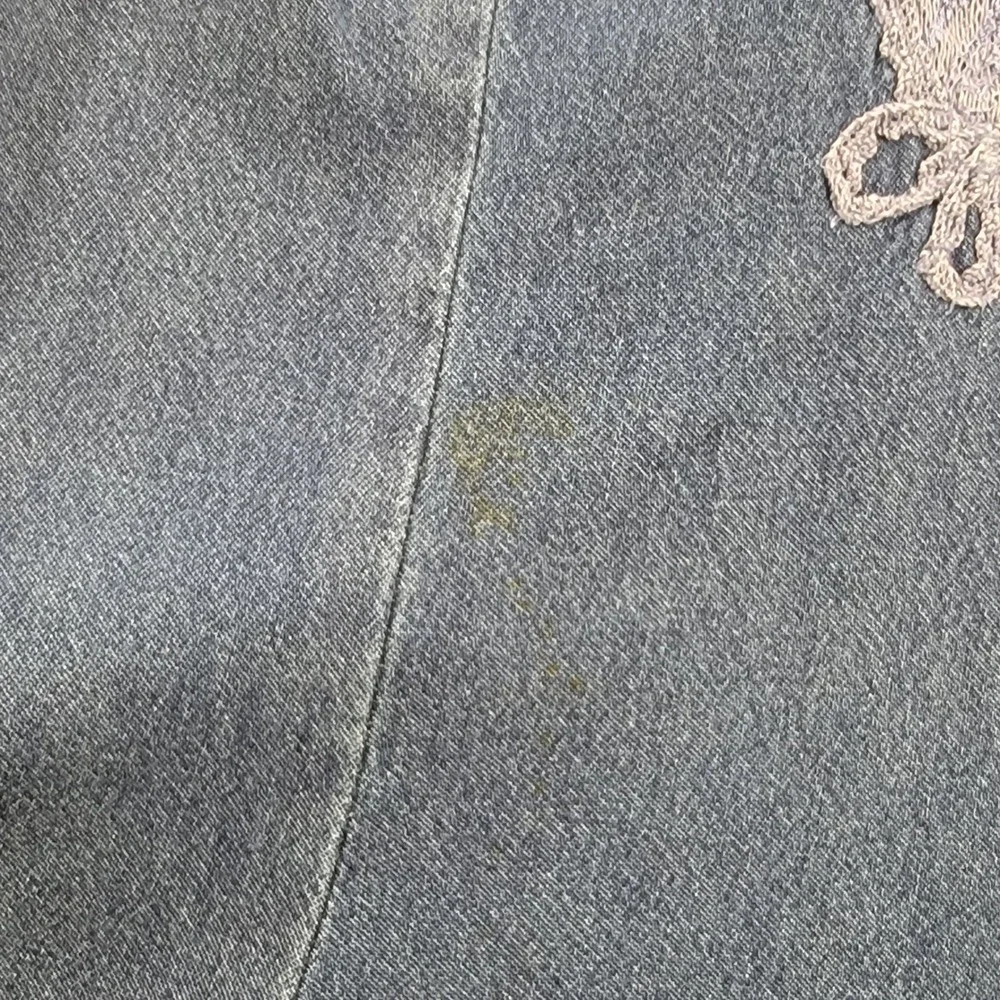 Vintage Styleworks Denim Maxi‎ Dress Blue Embroidered Mesh Floral Boho Women's 4 - Picture 12 of 12